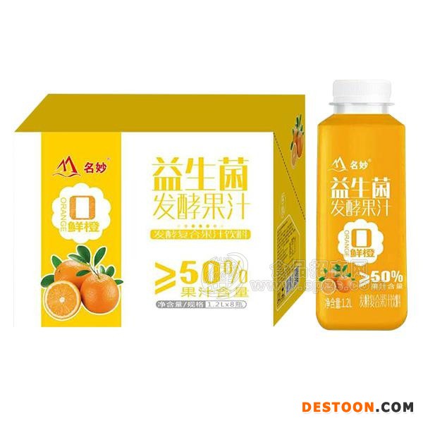 名妙益生菌 鲜橙汁 发酵果汁饮料1.2Lx8瓶