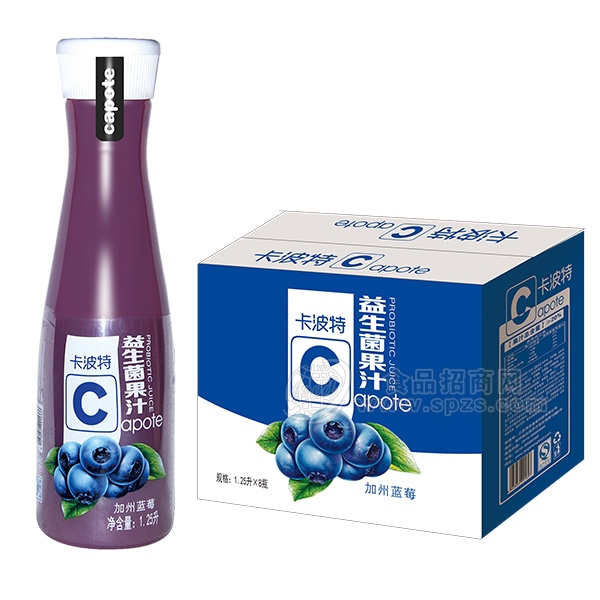 卡波特  益生菌果汁饮料（蓝莓）箱装1.25Lx6瓶