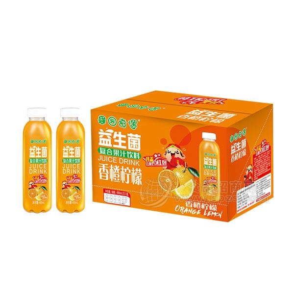 果园奇遇益生菌发酵果汁饮料香橙柠檬果汁饮料488mlx15瓶